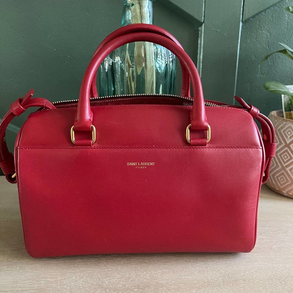 Saint Laurent Boston Bag Crossbody Red Smooth - Picture 2 of 15